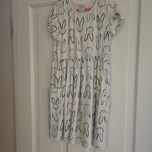 Hanna Andersson White Bunny Print Kids Dress